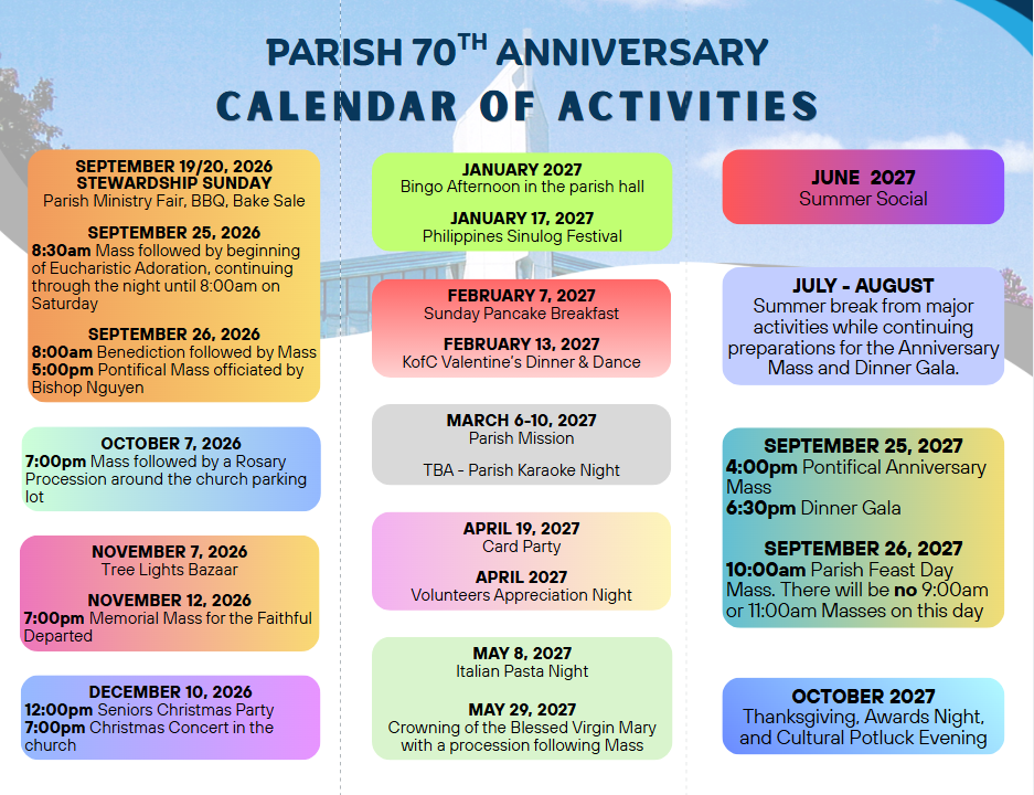 CALENDAR OF ACTIVITIES